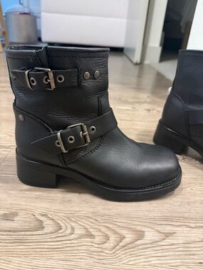 Steve Madden Black Buckle Moto Boots